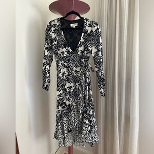 Anthropologie (Porridge), wrap dress, black and white floral